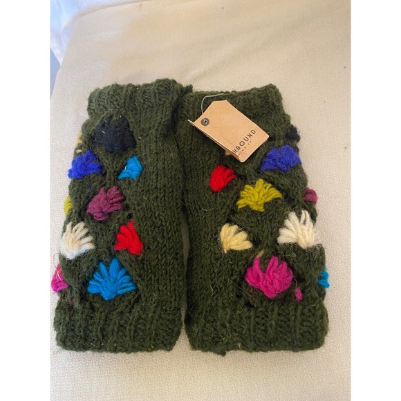 Earthbound Trading Co. Wool Fingerless Gloves, Knit in Nepal, Fleece Lined, NWT. - Picture 4 of 9